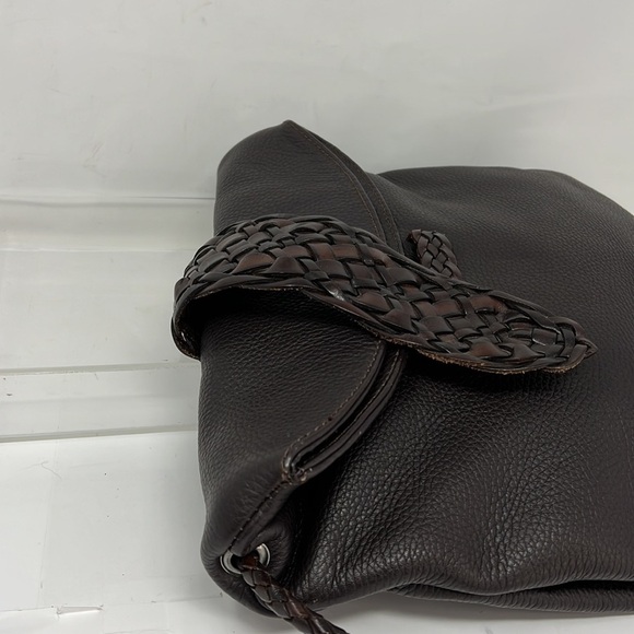 Desmo Brown Pebbled Leather Foldover Shoulder Crossbody Bag - Picture 3 of 11